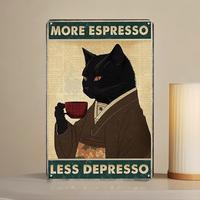 Vintage Tin Sign, 1 Count/20pcs More Espresso Less Espresso Lettering Metal Sign, Wall Decor for Home Living Room Bedroom Cof...
