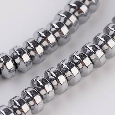 Rondelle Electroplate Non-magnetic Synthetic Hematite Beads Strands