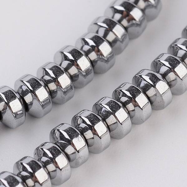 Rondelle Electroplate Non-magnetic Synthetic Hematite Beads Strands