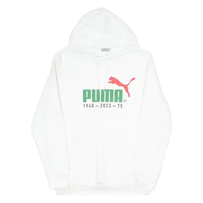 PUMA Mens White Hoodie M