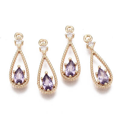Brass Micro Pave Cubic Zirconia Pendants