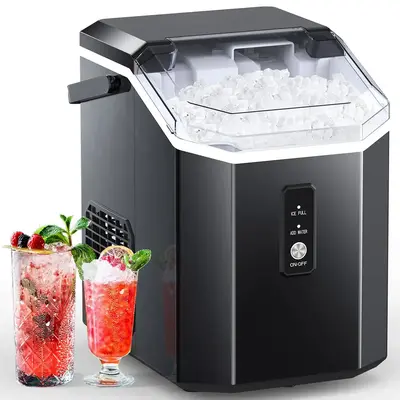 Nugget Ice Maker,Bullet Ice Maker&Nugget Ice Maker,Portable Countertop Machine with Self-Cleaning, 34Lbs/Day, Handle, Scoop a...