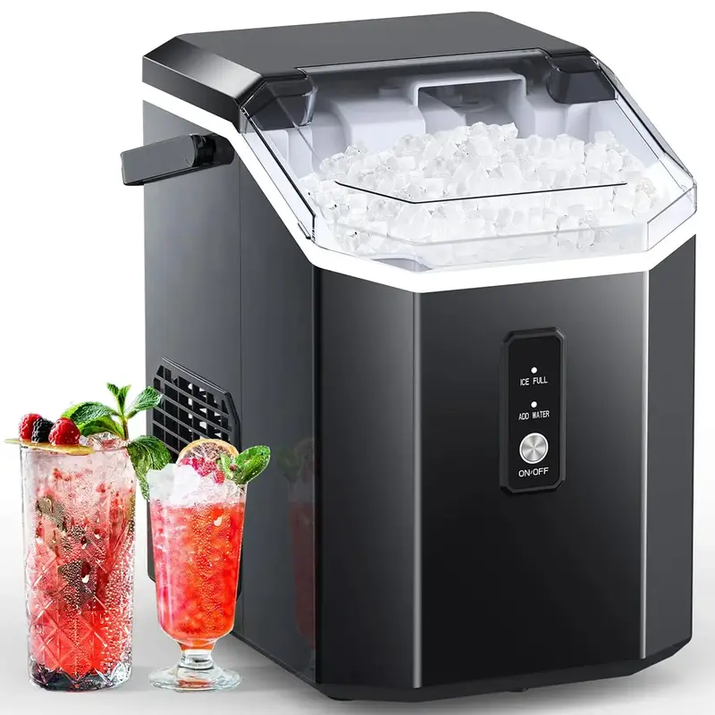 Nugget Ice Maker,Bullet Ice Maker&Nugget Ice Maker,Portable Countertop Machine with Self-Cleaning, 34Lbs/Day, Handle, Scoop a...
