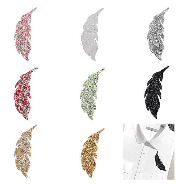 8Pcs 8 Colors Leaf Shape Hotfix Rhinestone