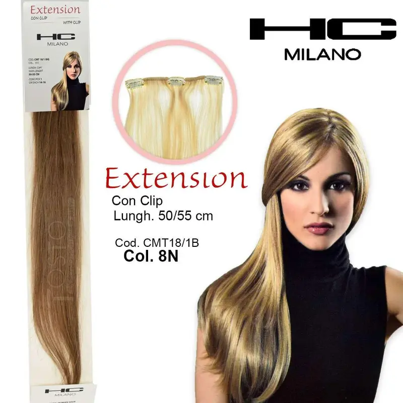 Hc milano extension 3 clips no remy width 14-16cm length 50cm col.8n