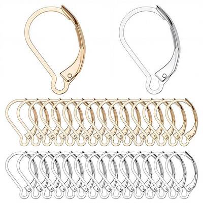 60Pcs 2 Colors 304 Stainless Steel Leverback Earring Findings