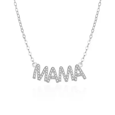 Agato Mom AGT-N013W Zirconia Silver Necklace (Chain, Pendant)
