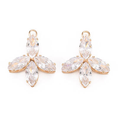 Brass Micro Pave Clear Cubic Zirconia Pendants