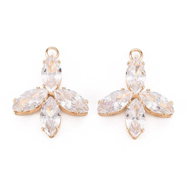 Brass Micro Pave Clear Cubic Zirconia Pendants