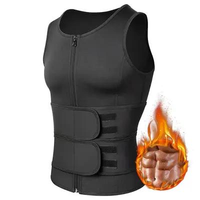 Sauna Vest, Double Belt Sauna Vest Waist Trainer, Men Body Shaping Waist Trainer Gym Fitness Breathable Sweat Abdominal Shapi...