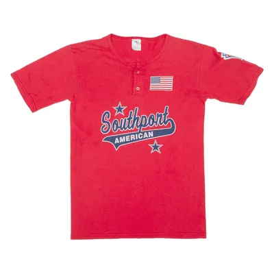 AUGUSTA Southport American USA T-Shirt Red Short Sleeve Mens S