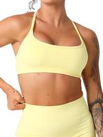 Women's Solid Color Criss Cross Backless Sports Bra, Breathable Comfortable Wireless Sports Bra, Ladies Sportswear for Indoor...