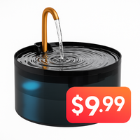 DOOOB Matte Black Ultra-Quiet Cat Water Fountain | 2.1L + 6-Layer Filter + Copper Spout + Night Light