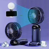 Summer new Portable Handheld Fan,Digital Display,5 Speeds,USB Recharging for Travel and tourism,Ultra - silent fan with Base
