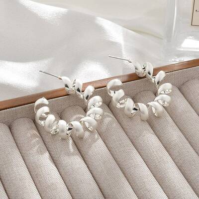 Brass Spiral Laid Stud Earrings for Women