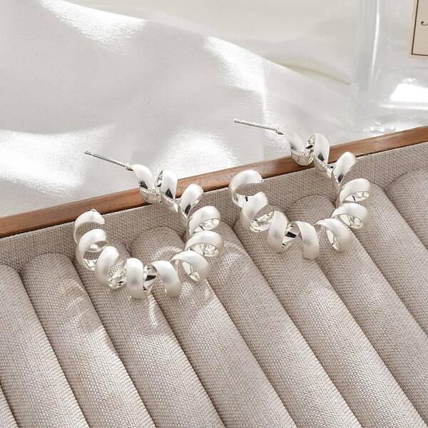 Brass Spiral Laid Stud Earrings for Women