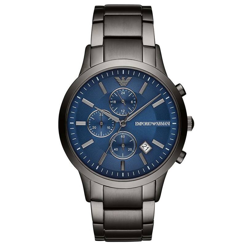 Emporio Armani AR11215 Chronograph Blue Dial Gunmetal Strap Men's Watch