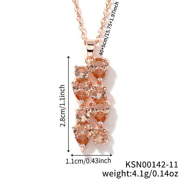 Brass Cubic Zirconia Long Tassel Pendant Necklaces for Fashionable Statement Style