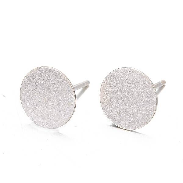 925 Sterling Silver Flat Pad  Stud Earring Findings