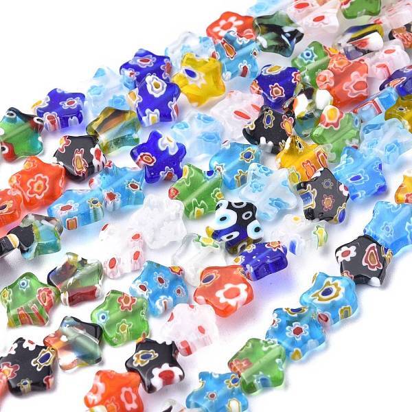 Star Handmade Millefiori Glass Beads Strands