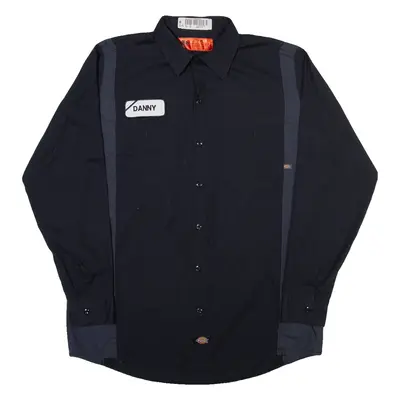 DICKIES Danny Mens Worker Shirt Blue Long Sleeve M