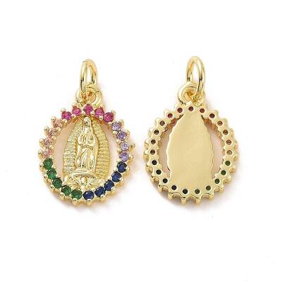 Brass Micro Pave Colorful Cubic Zirconia Pendants