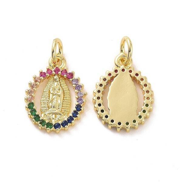 Brass Micro Pave Colorful Cubic Zirconia Pendants
