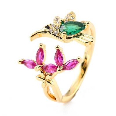 Brass Micro Pave Cubic Zirconia Cuff Rings