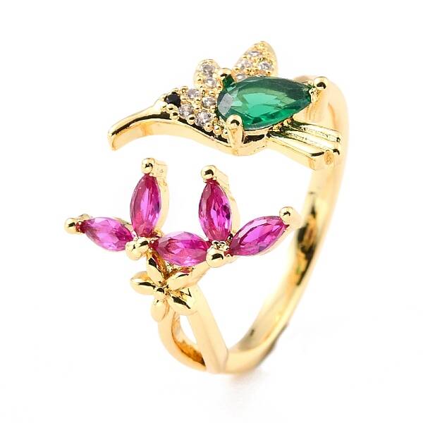 Brass Micro Pave Cubic Zirconia Cuff Rings