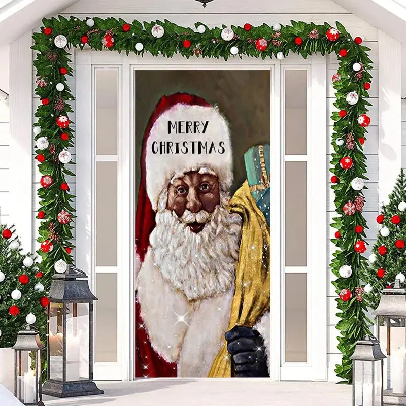 Santa Claus Canvas Christmas Door Cover Decoration - Aperturee