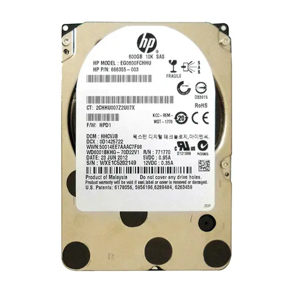 666355-003 HP 600GB 6Gb/s SAS 10000 2.5-inch Hard Drive
