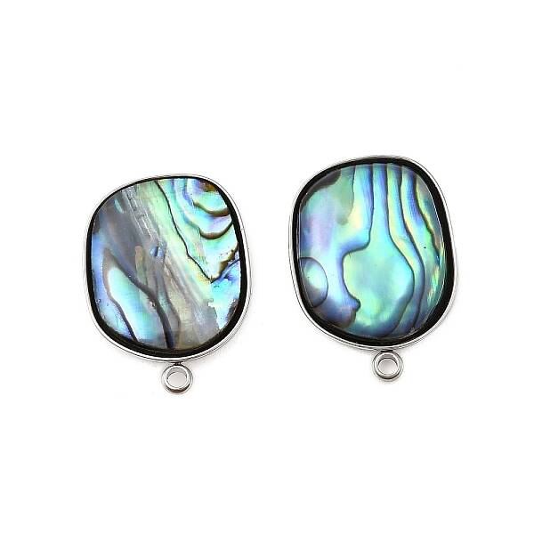 304 Stainless Steel Pave Natural Paua Shell Stud Earring Findings