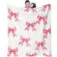 Bow Pattern Blanket, 1 Count Soft Comfortable Throw Blanket, Warm Napping Blanket for Home Office Travel Camping, Soft Comfy ...