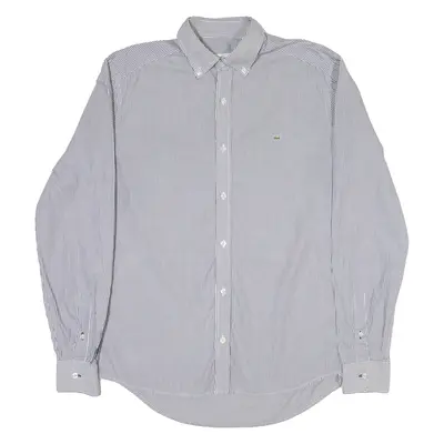 LACOSTE Slim Fit Mens Shirt Black Striped Long Sleeve M