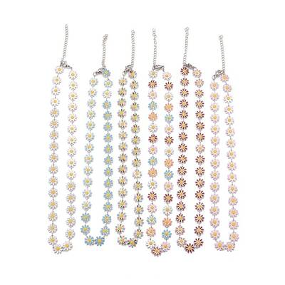 Enamel Daisy Link Chain Necklace