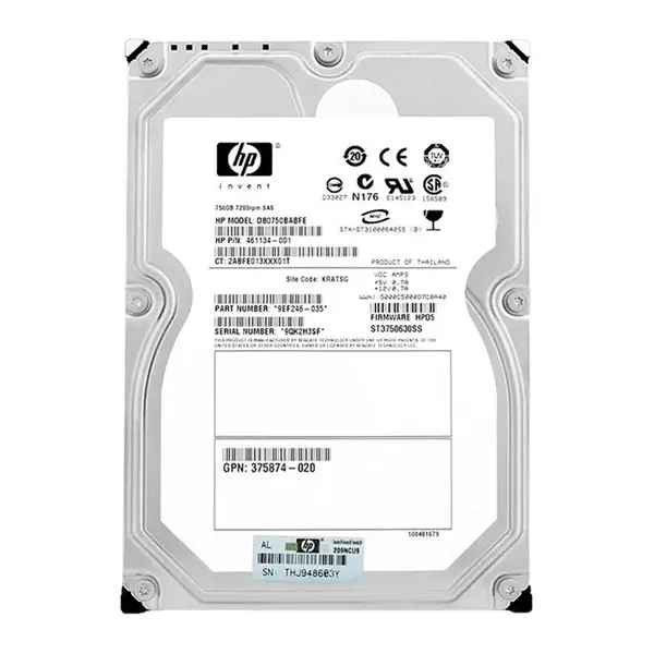 461134-001 HP 750GB 3Gb/s SAS 7200 3.5-Inch Hard Drive
