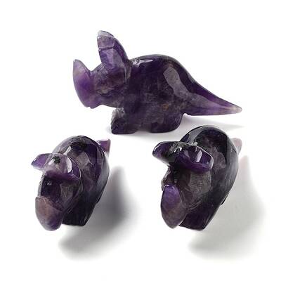 Natural Amethyst Carved Healing Rhinoceros Figurines