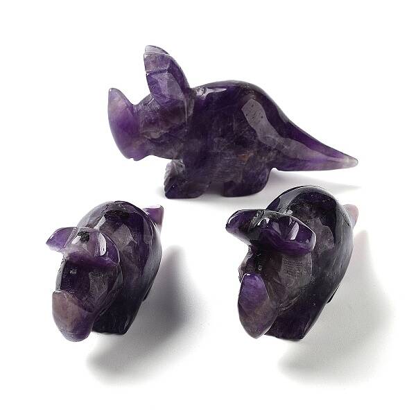 Natural Amethyst Carved Healing Rhinoceros Figurines