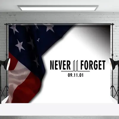 Never Forget Flag Condolences Patriot Day Backdrop