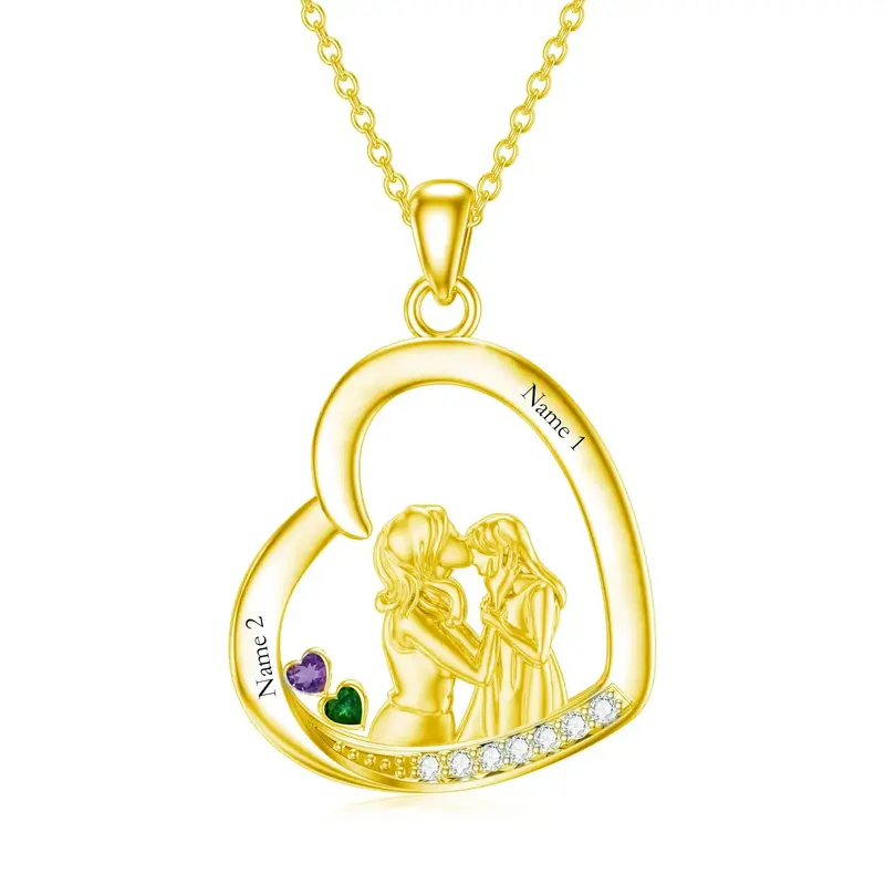 14K Gold Cubic Zirconia Heart Pendant Necklace