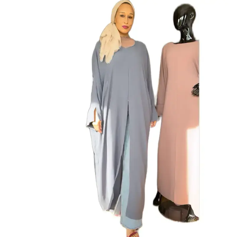 Slit Front Maxi Abaya- Daily Wear- in Blush Blueberry