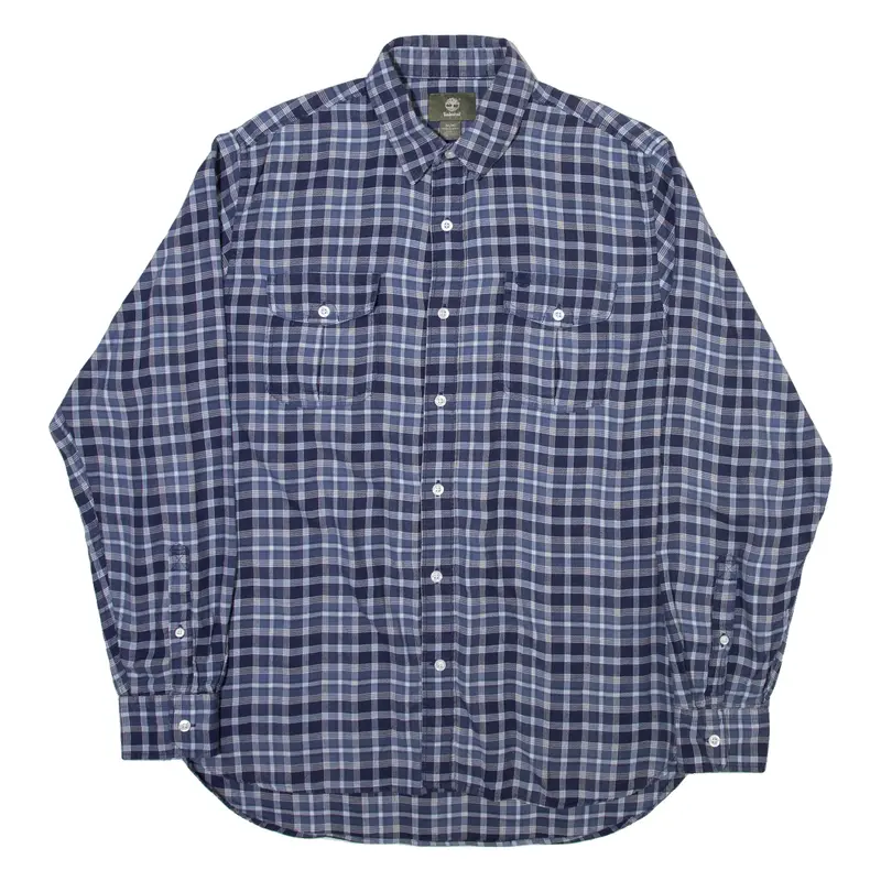 TIMBERLAND Mens Shirt Blue Check Long Sleeve M