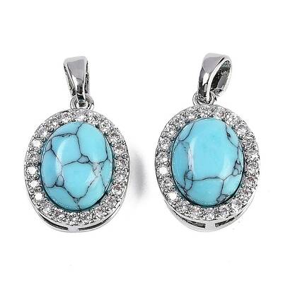 Synthetic Turquoise(Dyed) Oval Pendants