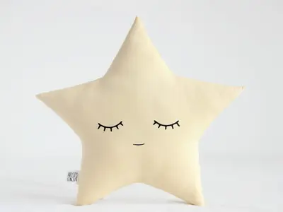 Set of 2 Pillows - Mint Crescent Moon Pillow and Pastel Yellow Star Pillow