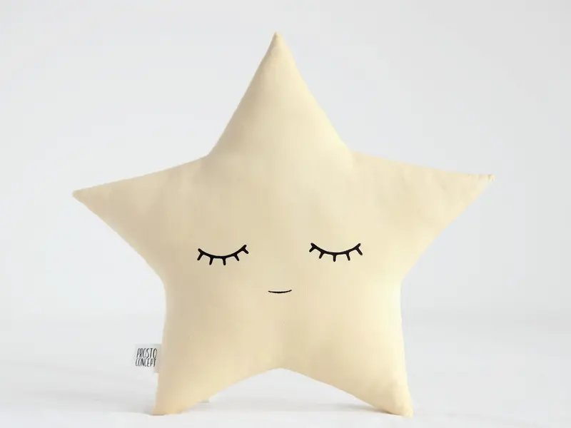 Set of 2 Pillows - Mint Crescent Moon Pillow and Pastel Yellow Star Pillow