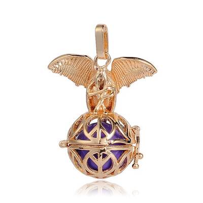 Golden Plated Brass Hollow Round Cage Pendants