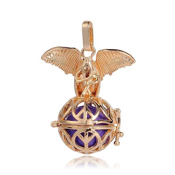 Golden Plated Brass Hollow Round Cage Pendants