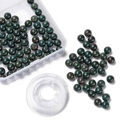 100Pcs 8mm Natural Indian Bloodstone Beads