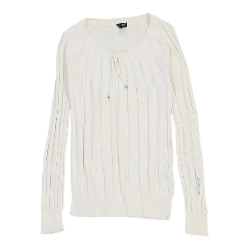 Armani Jeans Jumper - Medium White Cotton | Size: medium