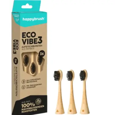 Happybrush Eco VIBE 3 - 3-piece Bamboo Heads